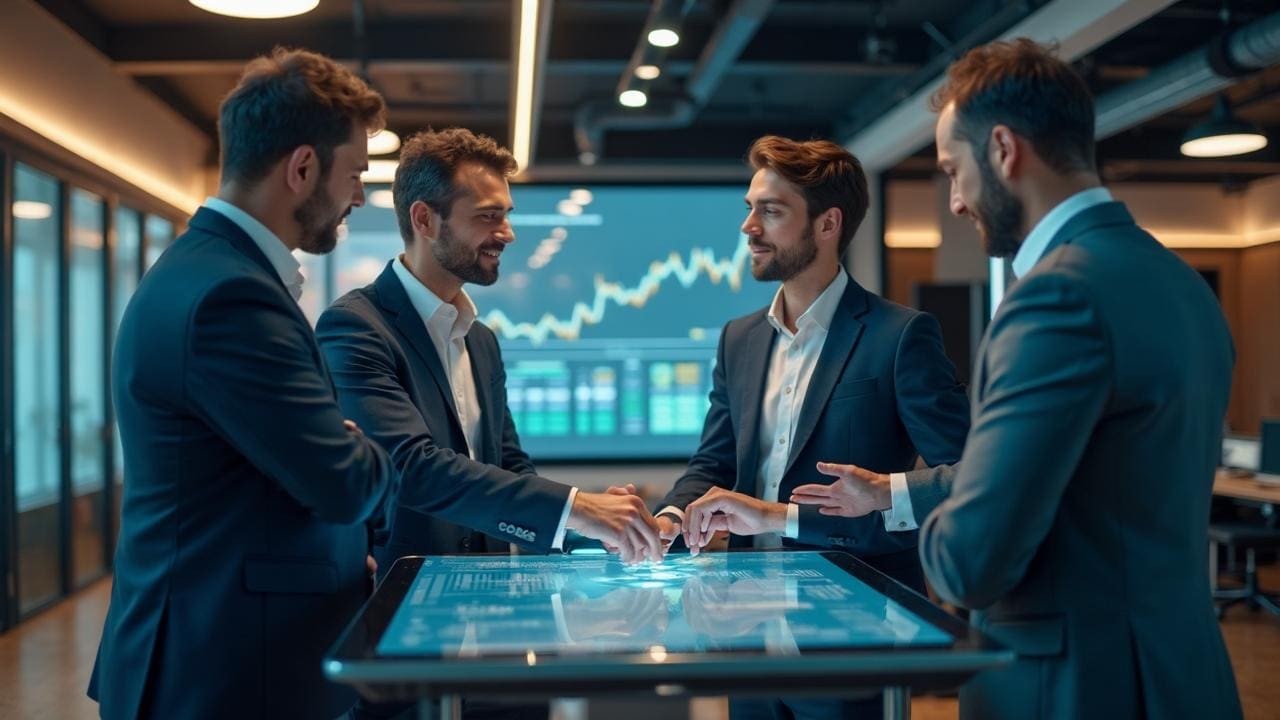 Commercial lending team analyzing data