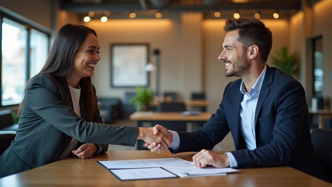 Successful SBA 504 loan closing with business owner and banker