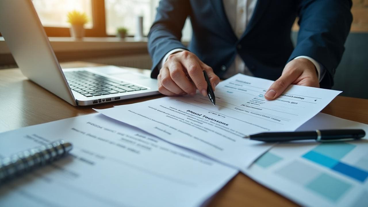 Business owner completing term loan application